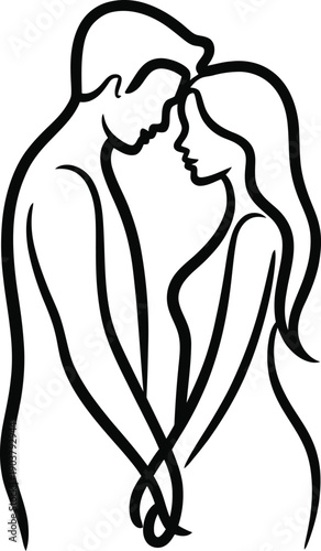 Romantic Couple Line Art Illustration