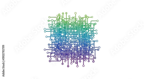 Abstract digital network illustration with a vibrant gradient of interconnected lines and nodes