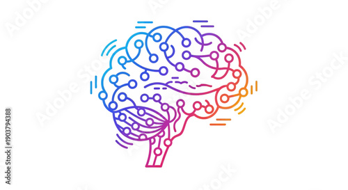 Vibrant Digital Brain Circuitry Illustration Representing AI and Technological Innovation Concepts