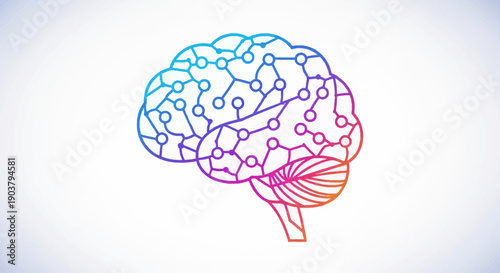 Vibrant digital brain network illustrating artificial intelligence and cognitive technology concepts
