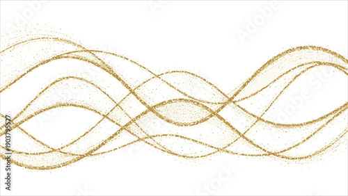 Vector Abstract Elegant Colorful Flowing Gold Wave Lines Isolated on White Background, Suitable for Wedding Invitations or Greeting Card Design