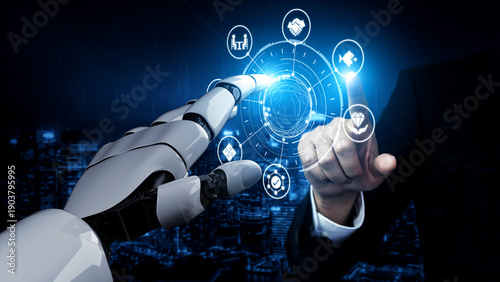Tableau sur toile Artificial intelligence assisted mergers and acquisitions analysis supports corporate deal planning, financial growth, partnership opportunities, and business expansion