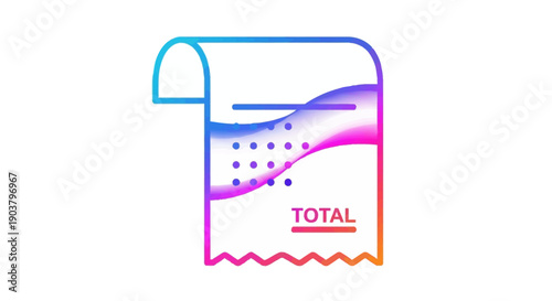 Vibrant Gradient Receipt Icon Illustrating Financial Transactions and Online Shopping Solutions
