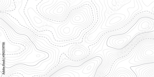 Seamless Light topographic topo contour map background, vector illustration.Modern design with White background with topographic wavy pattern design. Black and white lines seamless Topographic map.