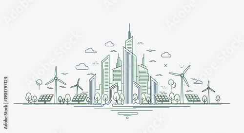 Sustainable Smart Cityscape with Renewable Energy Infrastructure and Green Urban Planning