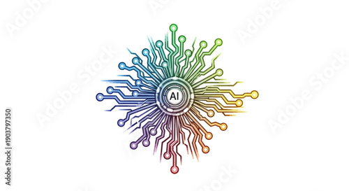 Vibrant Artificial Intelligence Circuit Board Brain Concept Illustrating Digital Innovation and