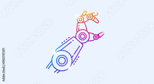 Modern Robotic Arm Outline with Vibrant Gradient Colors Depicting Automation and Future Technology