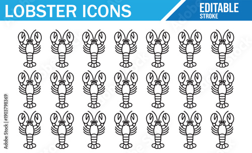 Minimalist lobster vector illustrations for logo, branding, or pattern.