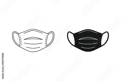 Black and white face masks vector illustration flat design