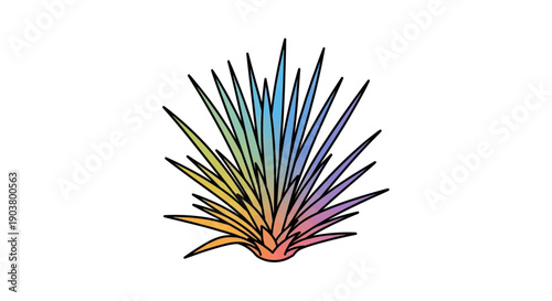 Vibrant rainbow colored succulent plant illustration featuring a bold gradient of hues on a clean