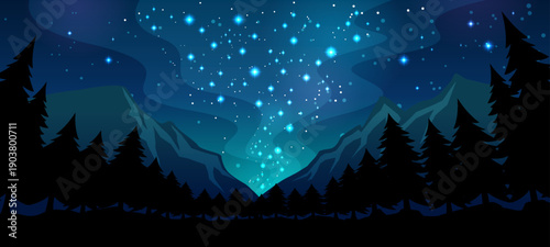 Nature Landscape with Milky Way Background