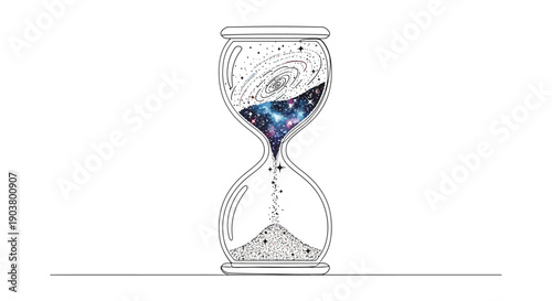 Cosmic Timekeeper: A Universe Contained Within an Elegant Hourglass Flowing with Galaxies and