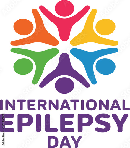 Colorful abstract for International Epilepsy Day with human figures and text awareness