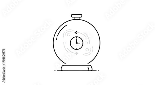 Time management icon featuring a clock within a circular design illustrating process flow and
