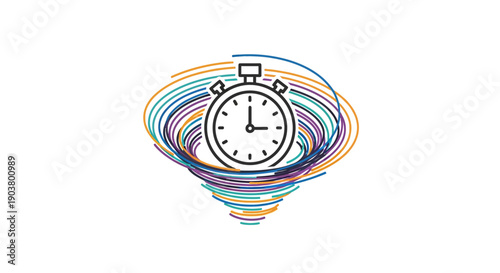 Colorful Stopwatch Vortex Illustrating Dynamic Time Management and Urgent Deadlines