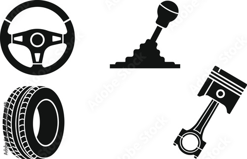 Automotive Engineering and Car Maintenance Service Icons