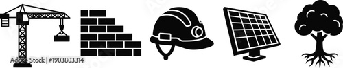 Construction Engineering and Renewable Energy Icons