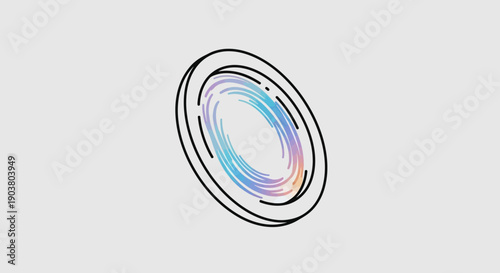 Abstract colorful swirling portal or vortex illustration with vibrant hues on a minimalist