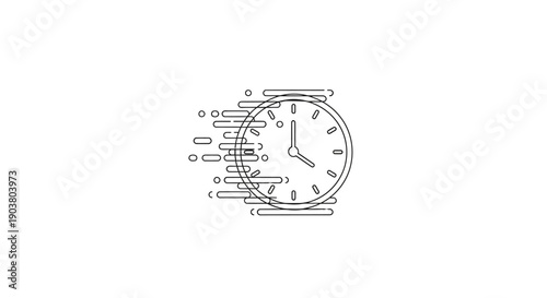 Dynamic time management concept illustrating a clock with swift motion and quickness