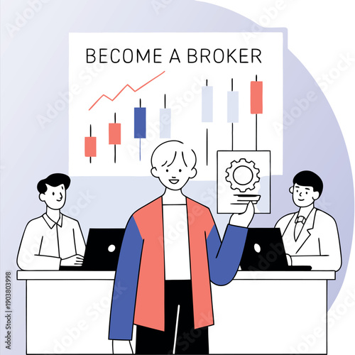 Broker training with stock market financial chart