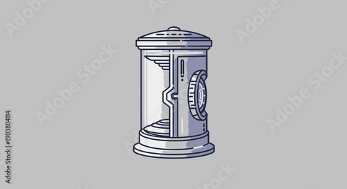 Futuristic Cryo-Stasis Chamber Pod Vector Illustration Isolated on Grey Background