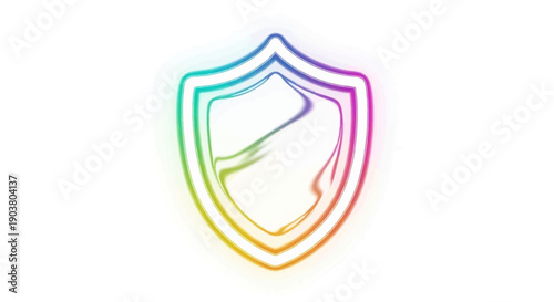 Colorful Outline Shield Icon Representing Modern Cybersecurity and Data Protection