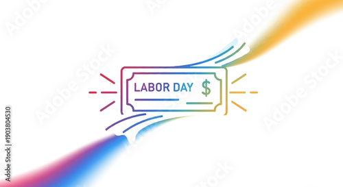 Vibrant Labor Day Check Icon with Gradient Waves Symbolizing Economic Contribution and Celebration