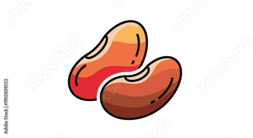 Colorful Cartoon Kidney Beans Vector Illustration on White Background for Food and Health Themes