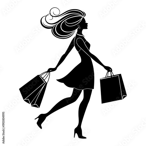 shopping girl vector illustration