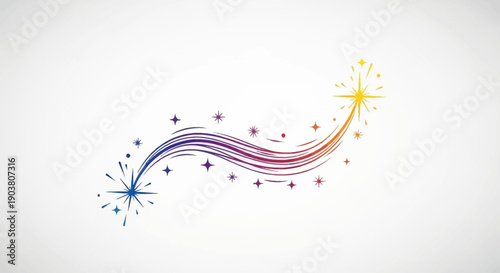 Dynamic gradient star path illustration capturing a magical cosmic journey or festive celebration