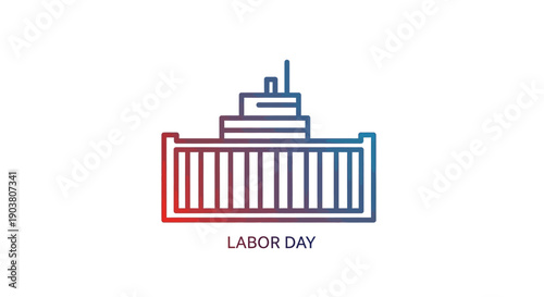 Stylized Labor Day cargo vessel icon symbolizing global trade and the hard work of essential