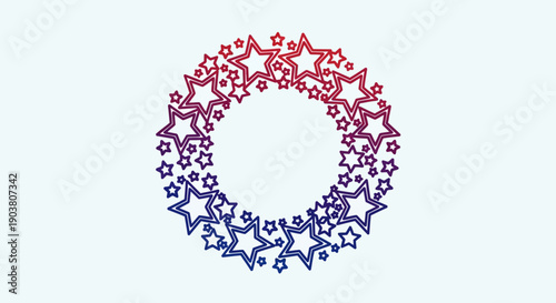 Festive red and blue star wreath for patriotic events and celebration designs
