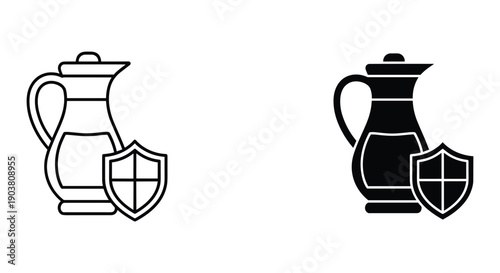 Secure Coffee Pot Illustration with Shield Protection and Safety