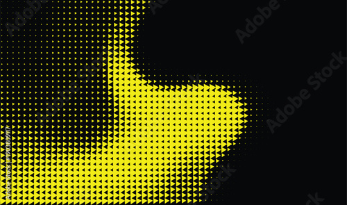 Abstract Yellow Halftone Glow Wave on Black Background