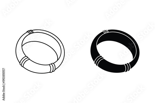 Simple black and white bangle bracelets vector illustration