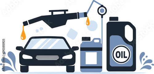 Vector car oil change illustration