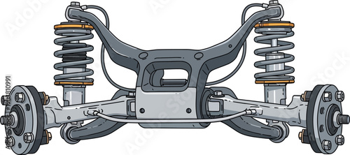 Vector car suspension system illustration