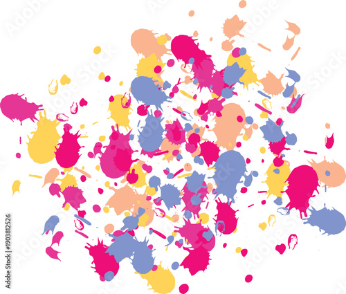 Set of paint brush stroke, ink splatter and artistic design elements. Ink splashes. Rough smears and stains. High quality manually traced.