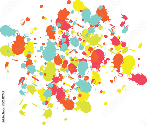 Set of paint brush stroke, ink splatter and artistic design elements. Ink splashes. Rough smears and stains. High quality manually traced.