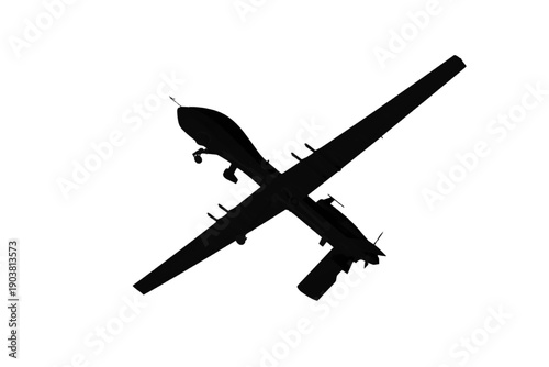 Aerial view of military transport aircraft