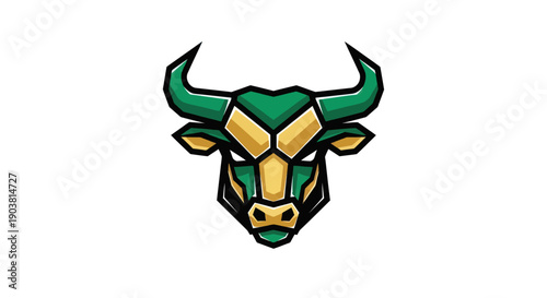 Geometric bull head logo design