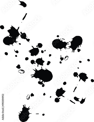 Set of paint brush stroke, ink splatter and artistic design elements. Ink splashes. Rough smears and stains. High quality manually traced.