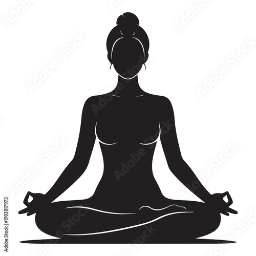 yoga woman silhouette, meditation icon, vector illustration for wellness website or yoga poster isolated on Transparent Background