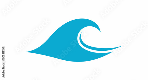Simple Blue Ocean Wave Icon Representing Sea and Water Movement on an Isolated White Background.