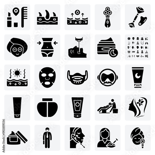 Facial Care Routine And Products – Face Rollers, Masks, And Night Creams For Daily Beauty And Self-Care Graphics