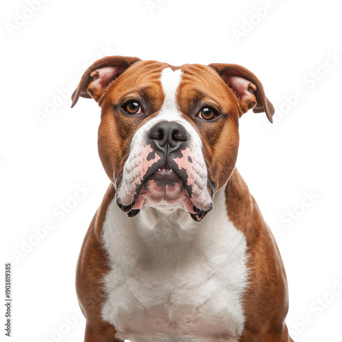 Dog Sits With a Serious Expression Against a Plain Background Showing Strong ...