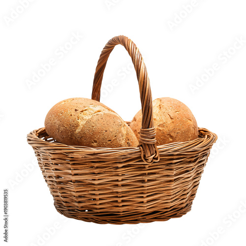 Fresh Bread Placed in a Wicker Basket in a Kitchen Setting