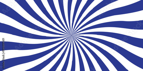 Sunburst Modern retro vintage sunrise blue sunbeam element spiral striped. Spiral starburst and striped pattern abstract geometric retro sunrays line wavy texture.