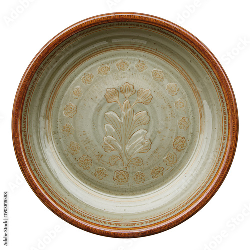 Decorative Bowl With Flower Design Handcrafted From Clay in a Pottery Studio