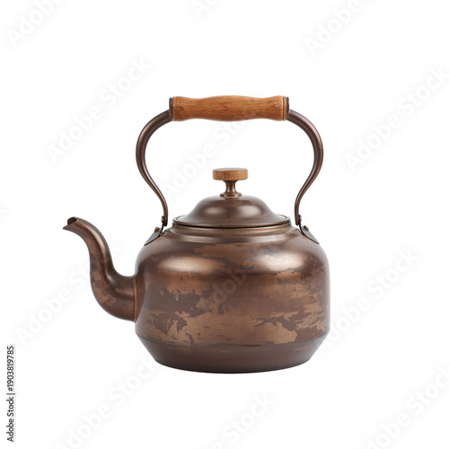 Copper Kettle With Handle Placed on Flat Surface in a Simple Setting During D...